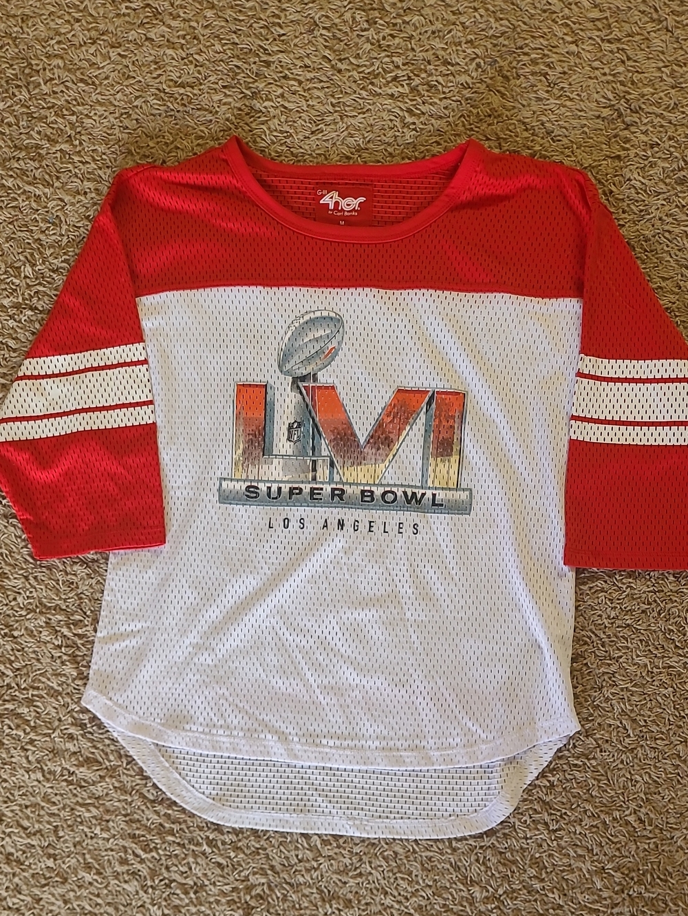 G-III 4Her by Carl Banks White/Red Super Bowl LVI First Team Scoop Neck Size M